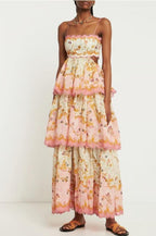 Tiered Fringe Crop Embroidered Tank Boho Dress