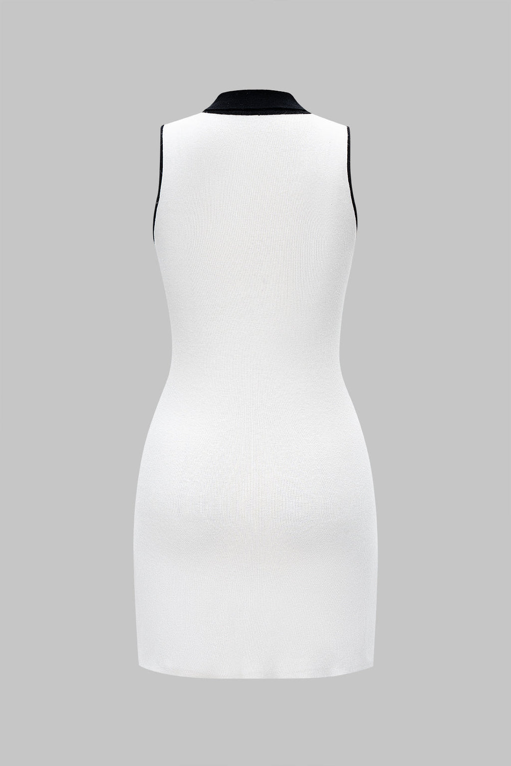 Knit V Neck Contrast Button Sleeveless Pocket Dress