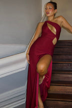 One-Shoulder Cutout Split Bodycon Party Dress