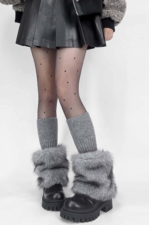 Chunky Ribbed Faux Fur Leg Warmers