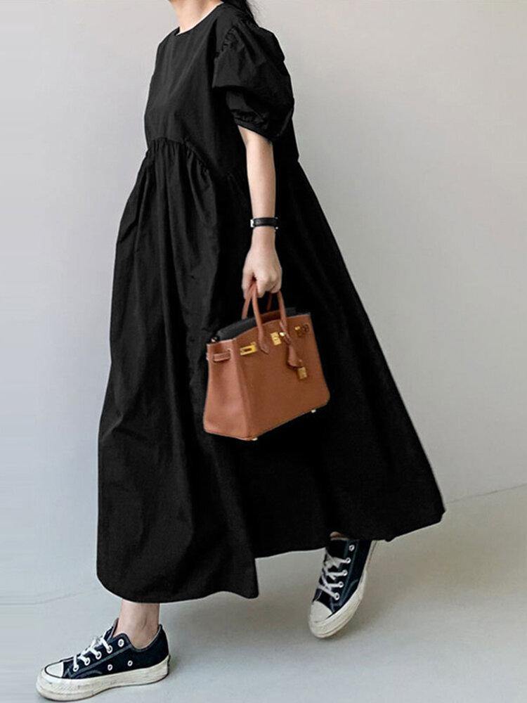 Elida Loose Dress with Puff Sleeves for Women Special Occasion Look