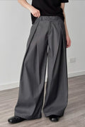 Casual 3D Pleat A-Line Wide Leg Pants