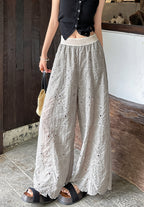 Hollow Out Lace Wide Leg Summer Pants