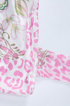 Pink Halter Cropped Print Bodycon Skirt Set