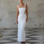Edith Chic Charming Sequin Sling Square Collar Backless Dress Skirt Evening Wear Edit