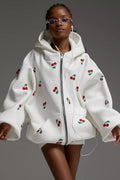 Cherry Print Loose Street Fashion Hoodie