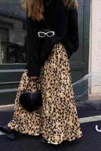 Vintage Leopard Midi Flare Skirt