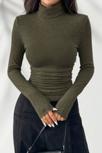 Elegant Fitted Long Sleeve Turtle Neck Knit Top