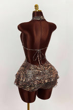 Leopard Print Sexy Halter Tie Tiered Mini Dress