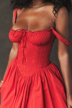 Rosa Elevated Lace Corset Mini Puff Dress Statement Occasion Edit
