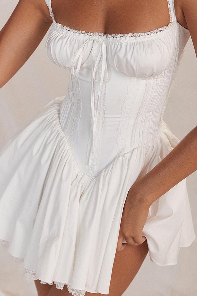 Rosa Elevated Lace Corset Mini Puff Dress Statement Occasion Edit
