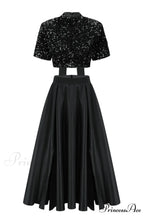 Aisha Sequin Bow Charming Lace Up Set