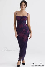 Aiza Purple Stylish Floral Dress