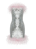 Alaina Feather Strapless Mini Dress