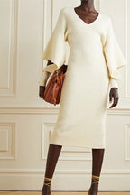 Fernanda Premium Cut Out Midi Knit Dress with Batwing Sleeves Everyday Luxe Edit
