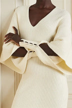 Alberta Cut - out Batwing Sleeve Midi Knit Dress