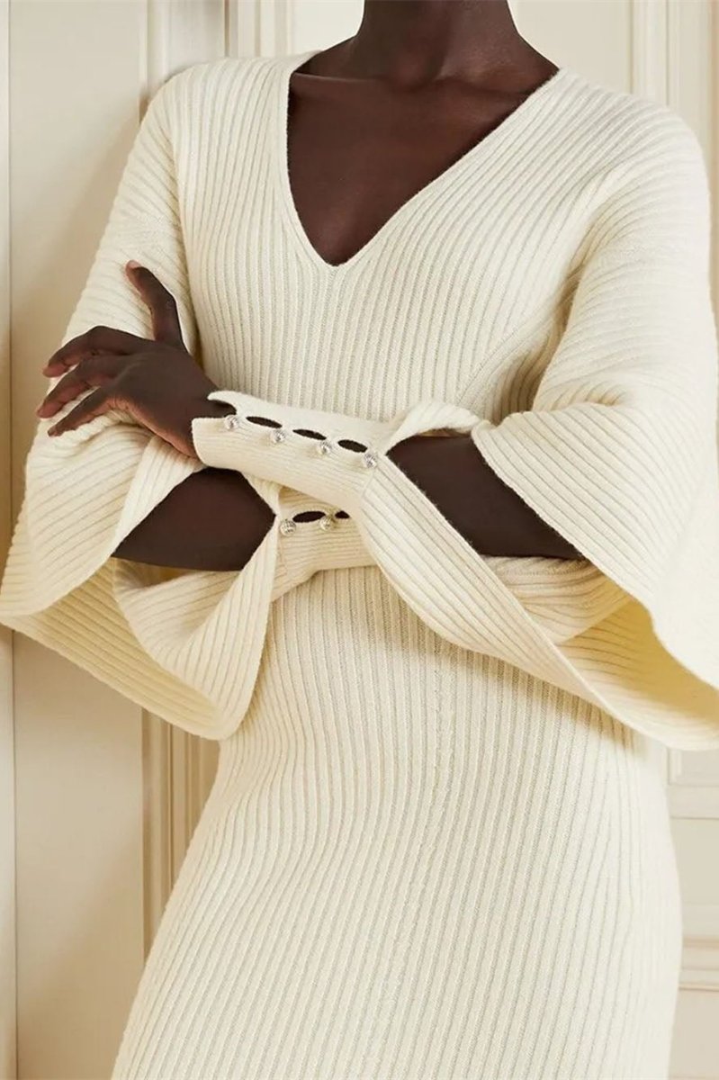 Fernanda Premium Cut Out Midi Knit Dress with Batwing Sleeves Everyday Luxe Edit