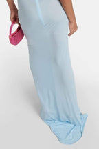 Rebeca Statement Halter Neck Maxi Dress with Floral Appliqu��s Evening Wear Edit