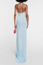 Bárbara Timeless Neck Maxi Dress with Floral Appliqués Premium Wardrobe Essential