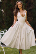 Wilma Effortless Halter Neck Midi Dress with Open Back Everyday Luxe Edit