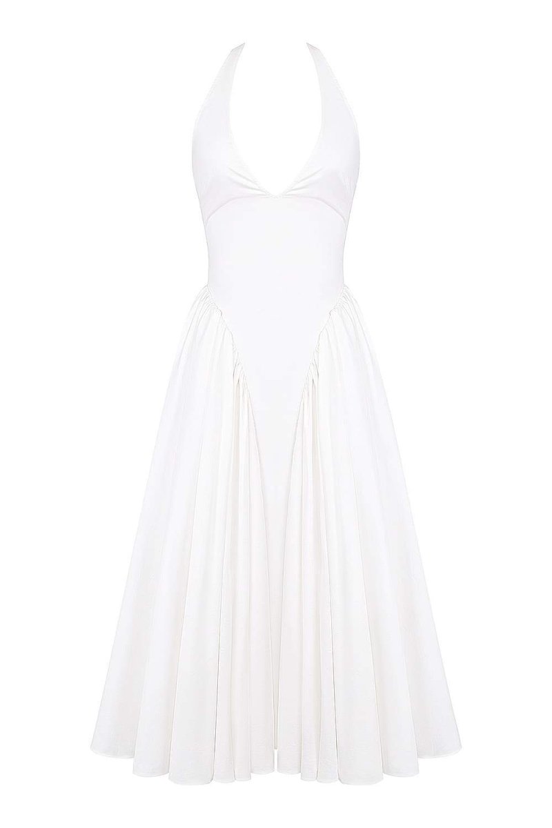 Wilma Effortless Halter Neck Midi Dress with Open Back Everyday Luxe Edit