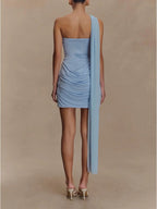 Alina Draped One-Shoulder Mini Dress
