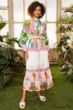 Alina Floral Lantern Charming Sleeve Maxi Dress