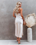 All For You Satin Midi Slip Dress Champagne