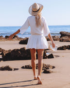 Always A Good Time Cotton Smocked Drape Dress White