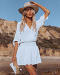 Always A Good Time Cotton Smocked Drape Dress White
