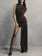 Amara Draped Asymmetric Mini Dress