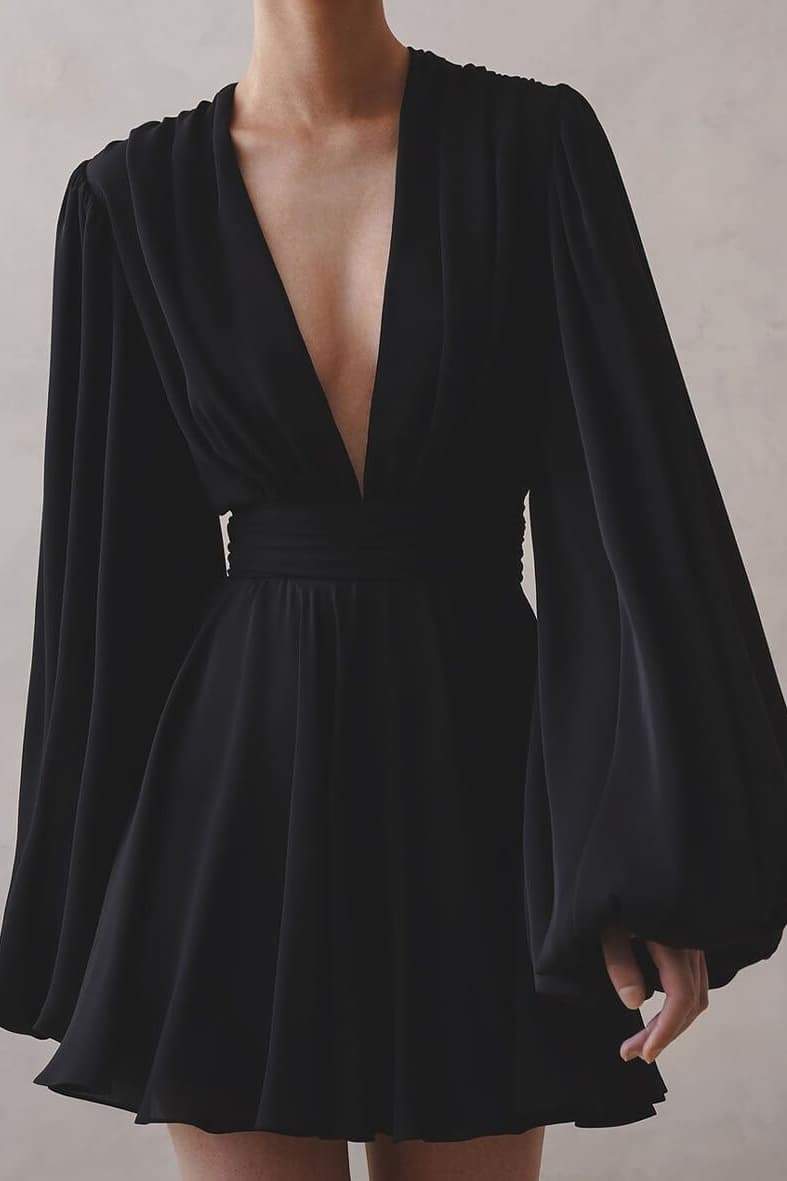 Maricarmen Aesthetic Mini Dress with Deep V Neck Chic Silhouette Collection