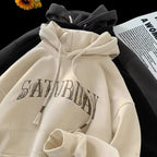 American Flame Print Fleece Y2K Hoodie