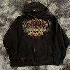 American Gothic Skull Large Zipper Hoodie