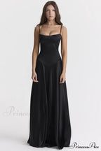 Anabella Black Lace Maxi Dress