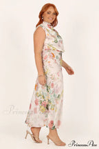 Anabelle Halter Stylish Neck Midi Dress