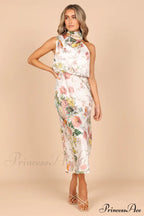 Anabelle Halter Stylish Neck Midi Dress