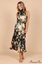 Anabelle Halter Stylish Neck Midi Dress