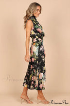 Anabelle Halter Stylish Neck Midi Dress