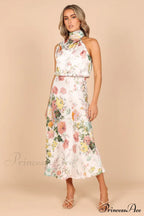 Anabelle Halter Stylish Neck Midi Dress