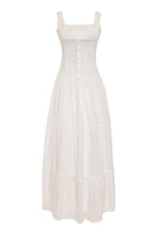 Luisa Minimalist Semi Sheer Maxi Dress with Ruffles Designer Edit