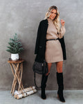 Anastasia Mock Neck Knit Sweater Dress Taupe FINAL