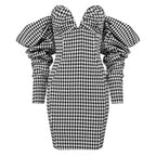 Andi Allover Houndstooth Off Shoulder Dress
