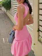 Angela Hollow Out Backless Mini Dress