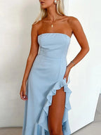 Angie Ruffled Strapless Maxi Dress