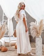 Anika Pocketed Button Down Ruffle Maxi Dress Bamboo Cream