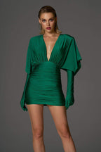 Pilar Minimalist Ruched V Neck Corset Mini Dress Statement Occasion Edit