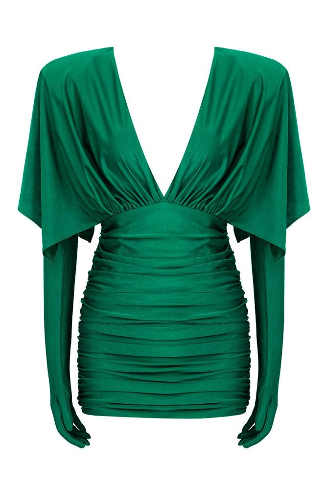 Pilar Minimalist Ruched V Neck Corset Mini Dress Statement Occasion Edit