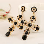 Antique Crystal Cross Baroque Dangle Earring