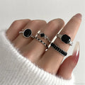 Antique Ebony Crystal Geometric Gothic Band